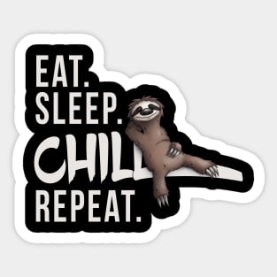 Funky Relaxed Lazy Sloth Eat Sleep Chill Repeat Sticker